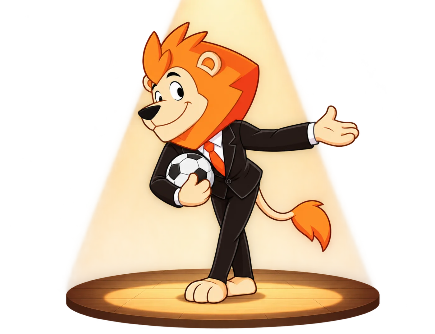 El Leoncito haciendo una reverencia en un escenario